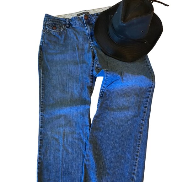 Liz Claiborne Bootcut Jeans w/Leather Quilted Buttons, Vintage 90s, Size 10 - Picture 9 of 12